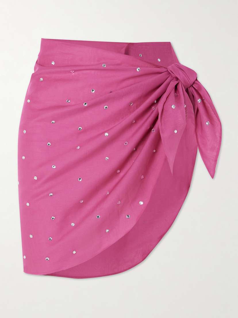 Oséree Gem Crystal-embellished Cotton And Silk-blend Pareo