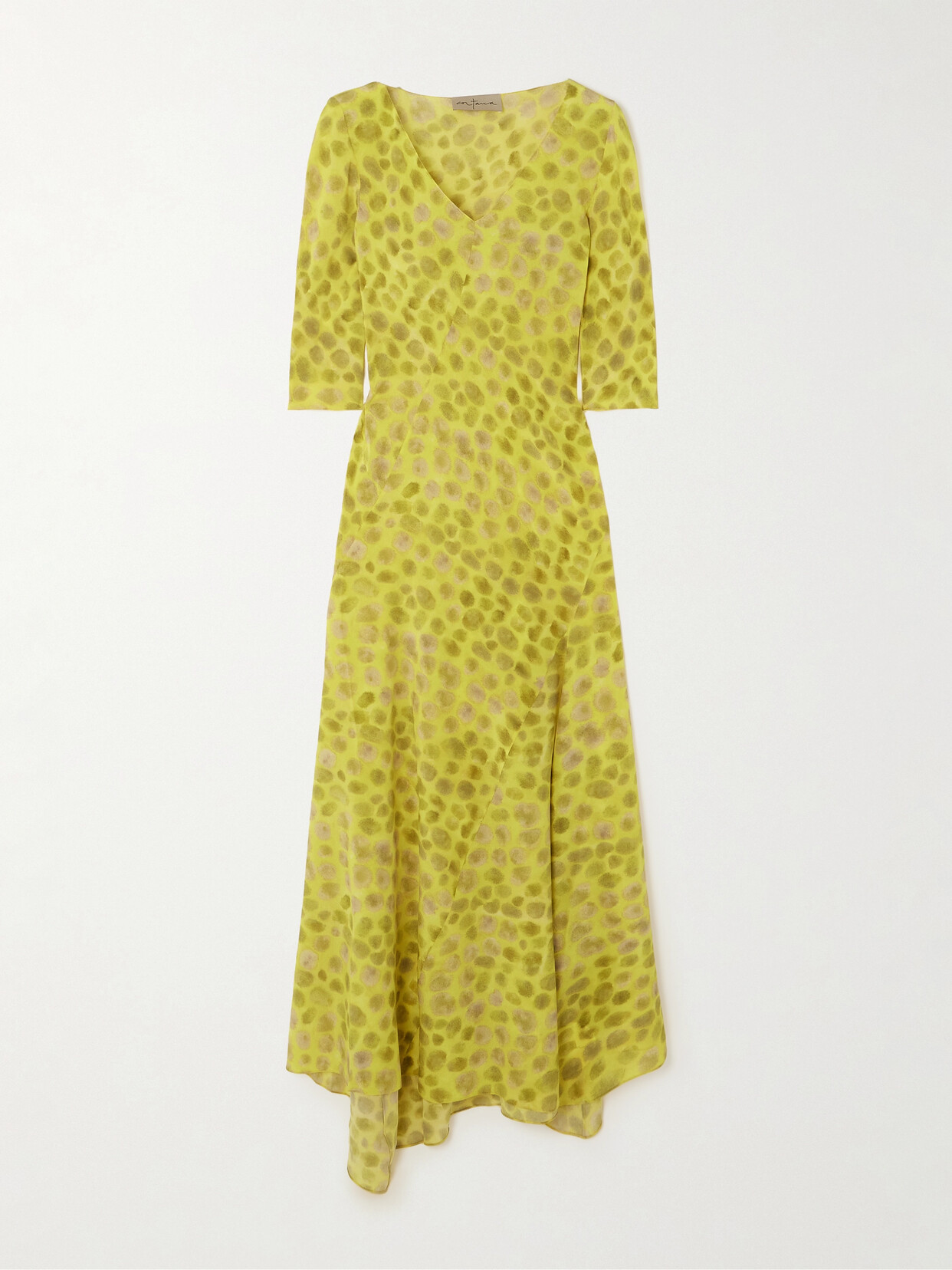 Cortana + Net Sustain Khata Gathered Printed Silk-georgette Dress In Yellow