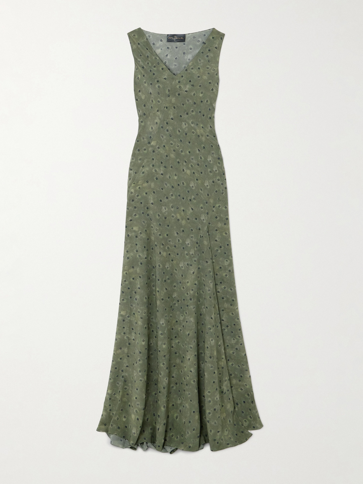 Cortana + Net Sustain Irina Pleated Printed Silk-georgette Maxi Dress In Green