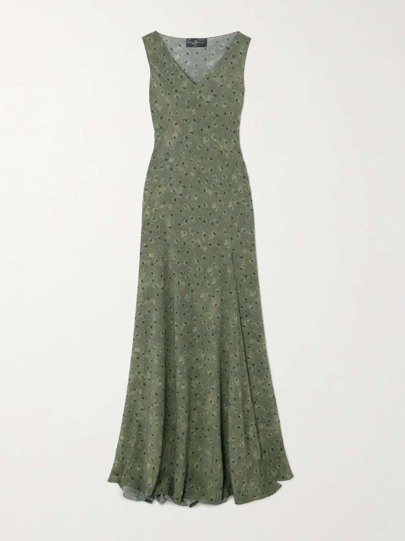 Cortana + Net Sustain Irina Pleated Printed Silk-georgette Maxi Dress