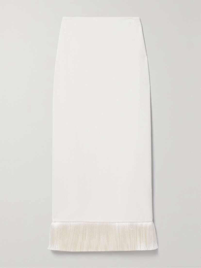 PatBO Fringed Stretch-ponte Midi Skirt