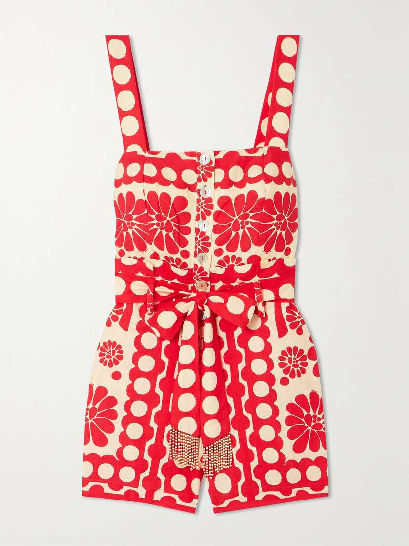 Farm Rio Palermo Printed Linen-blend Playsuit - x large