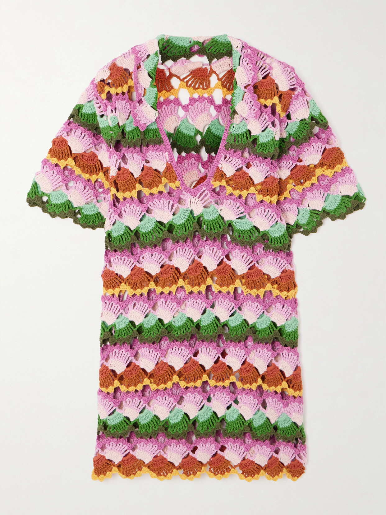 Farm Rio - Bananas Crocheted Cotton-blend Midi Dress - Multi