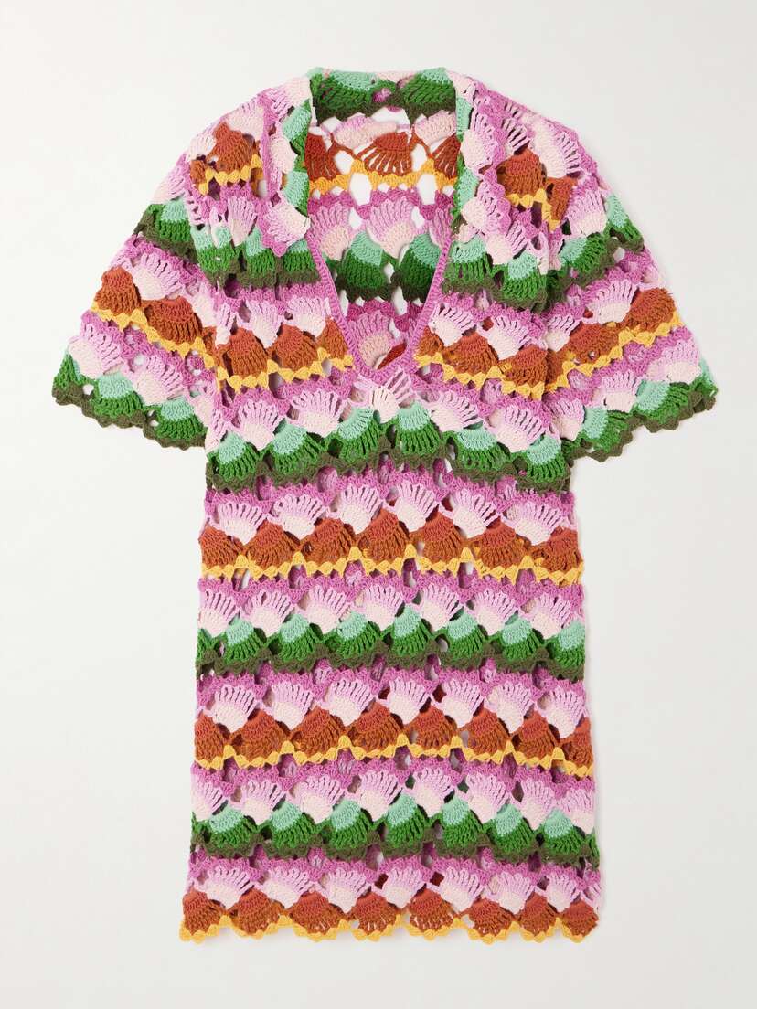 Farm Rio Bananas Crocheted Cotton-blend Midi Dress - x large