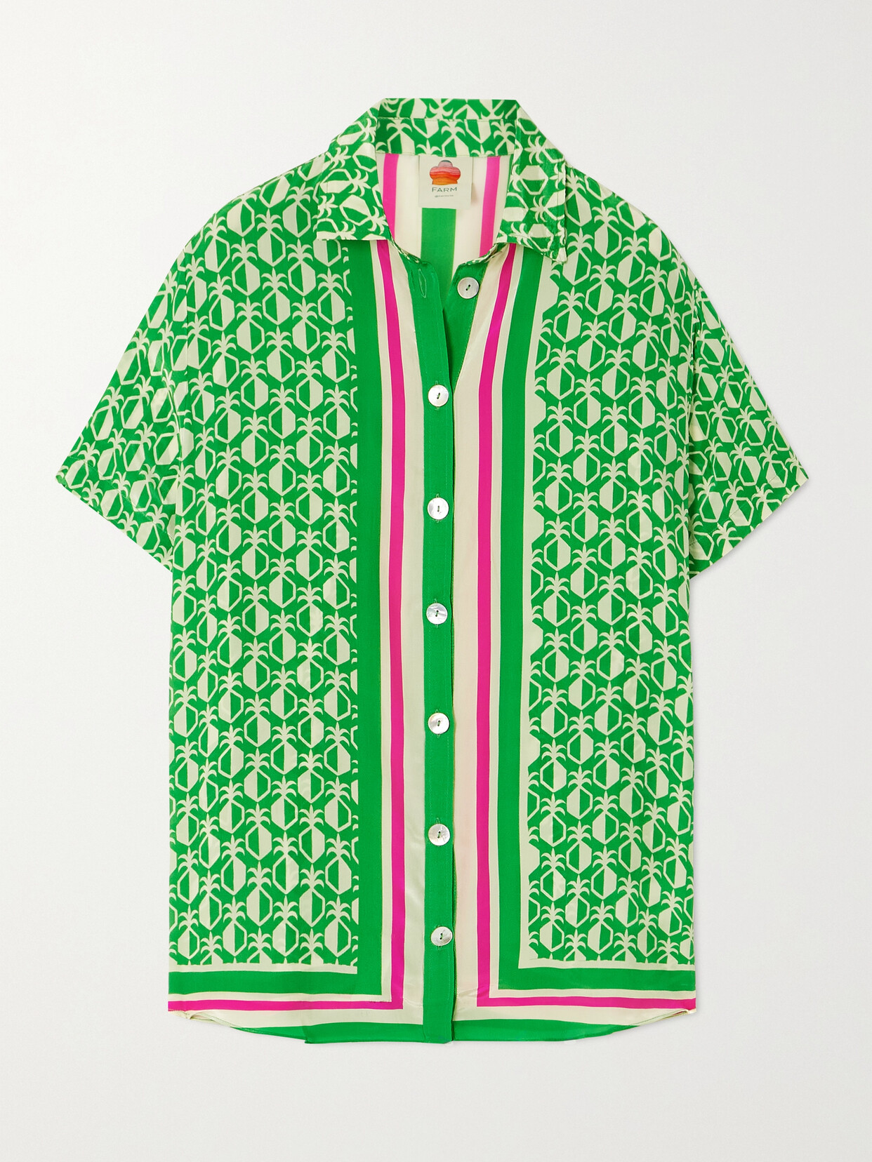 Shop Farm Rio Pineapple Printed Voile Shirt In Green