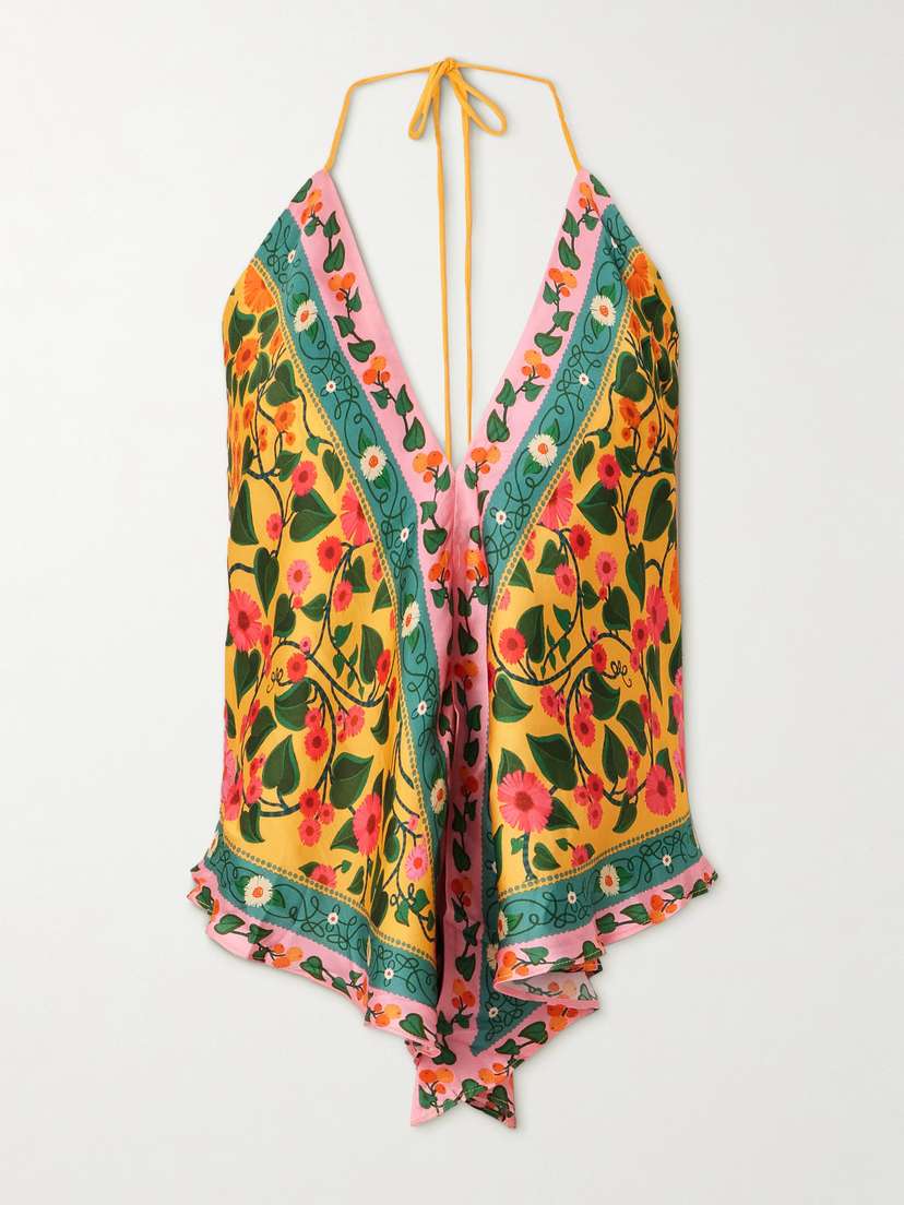 Farm Rio + Net Sustain Floral-print Satin Top - x large