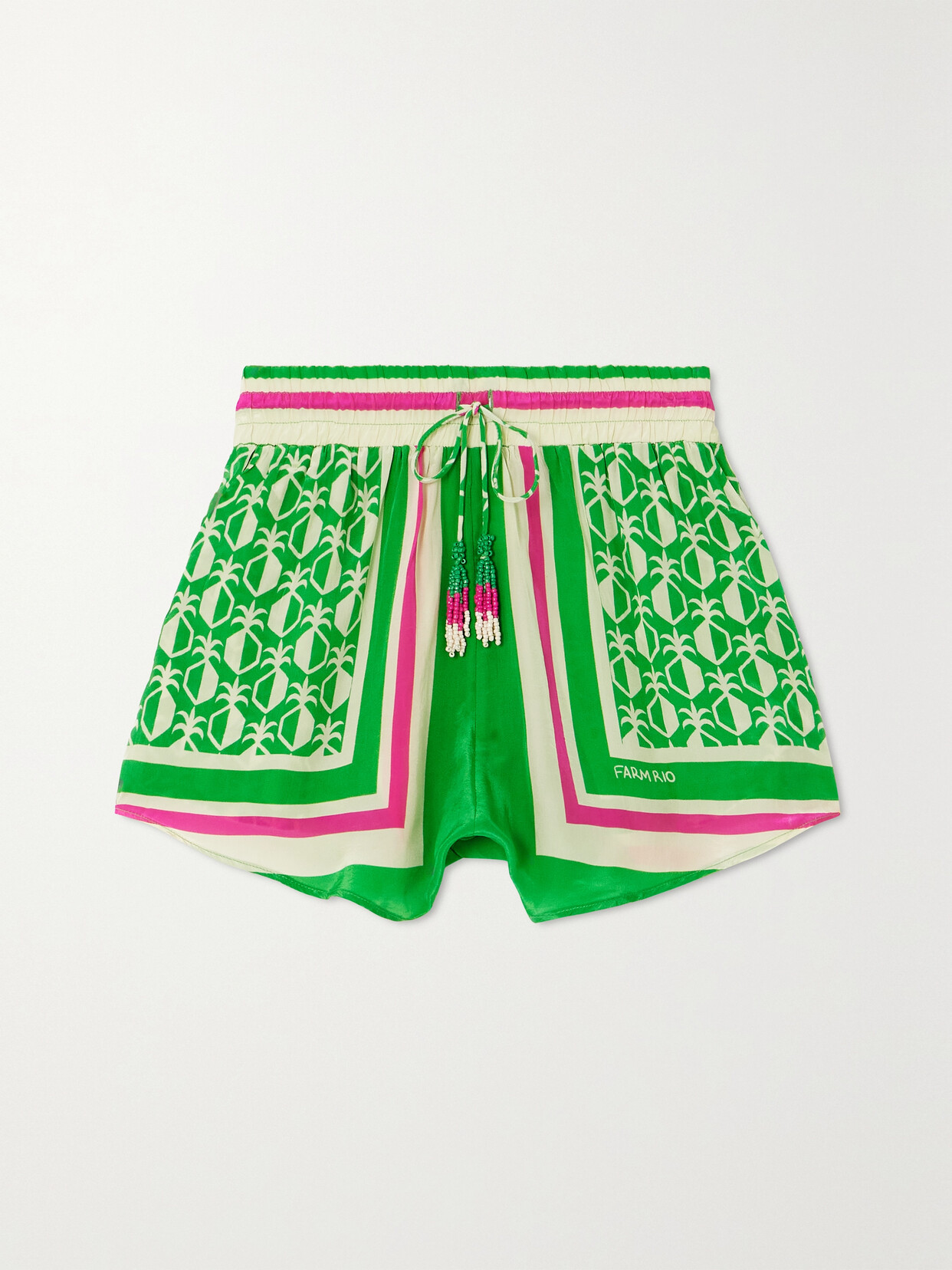 Shop Farm Rio Pineapple Printed Voile Shorts In Green