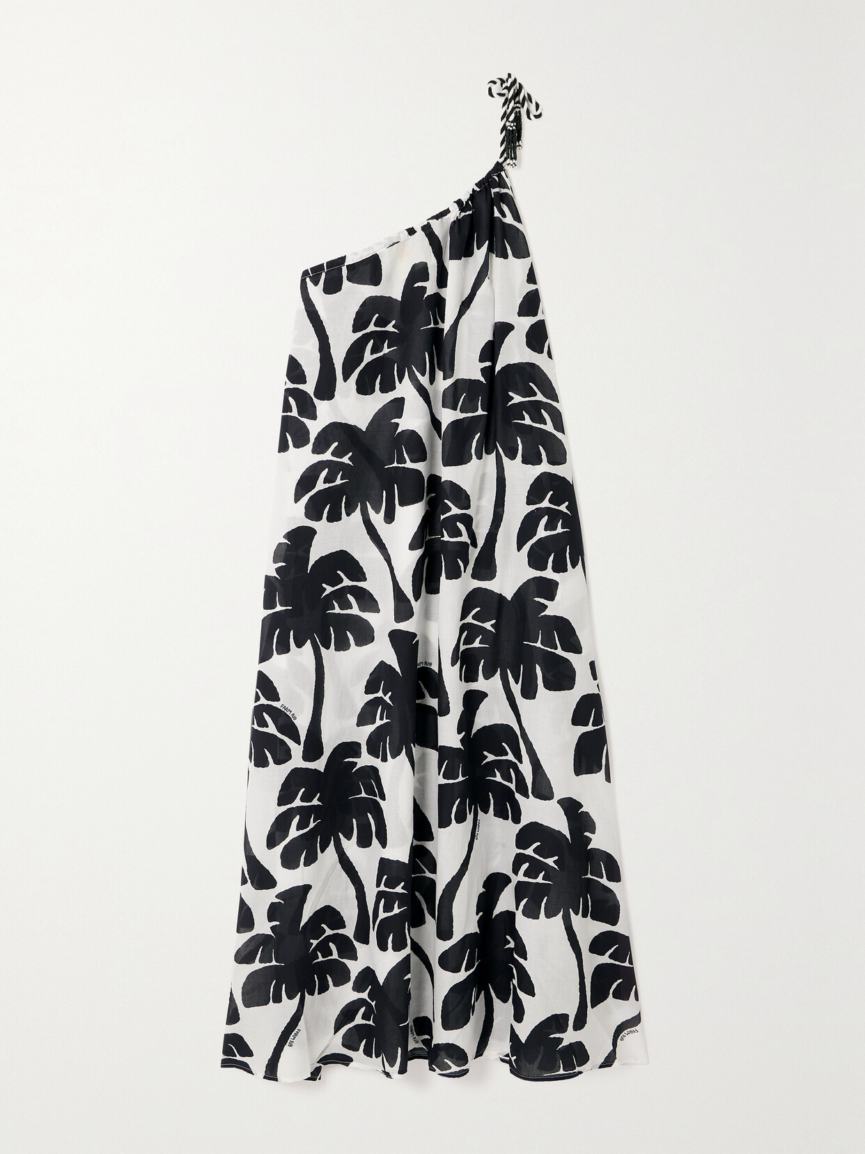 Farm Rio Coconut One-shoulder Printed Cotton-voile Midi Dress - Black