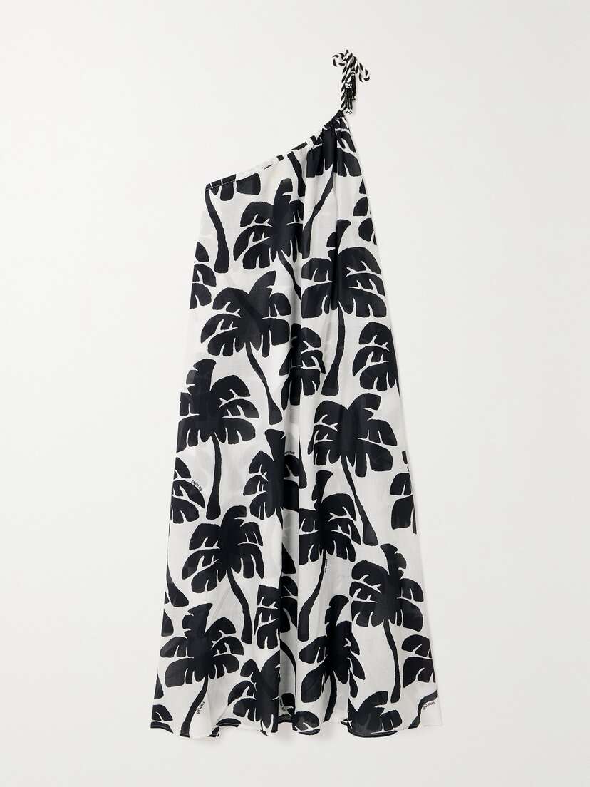 Farm Rio Coconut One-shoulder Printed Cotton-voile Midi Dress - x large