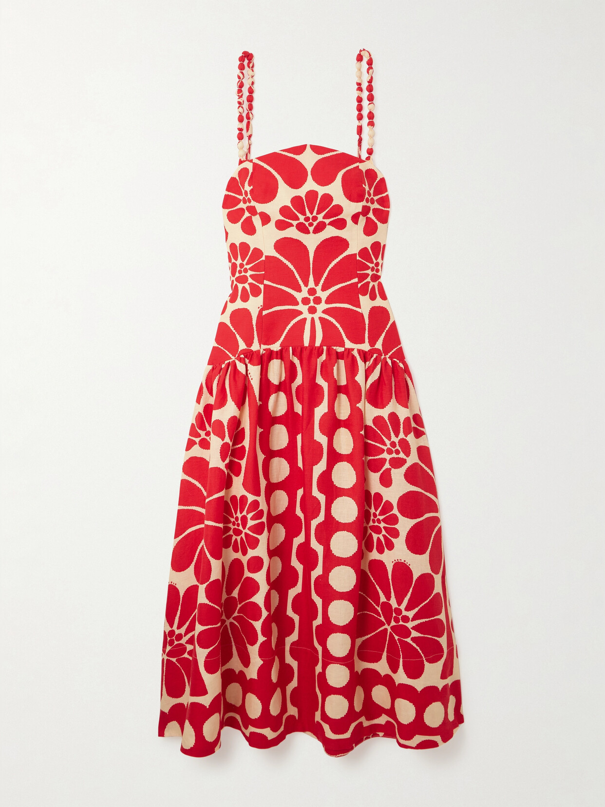 Farm Rio Palermo Drop Waist Dress In Red