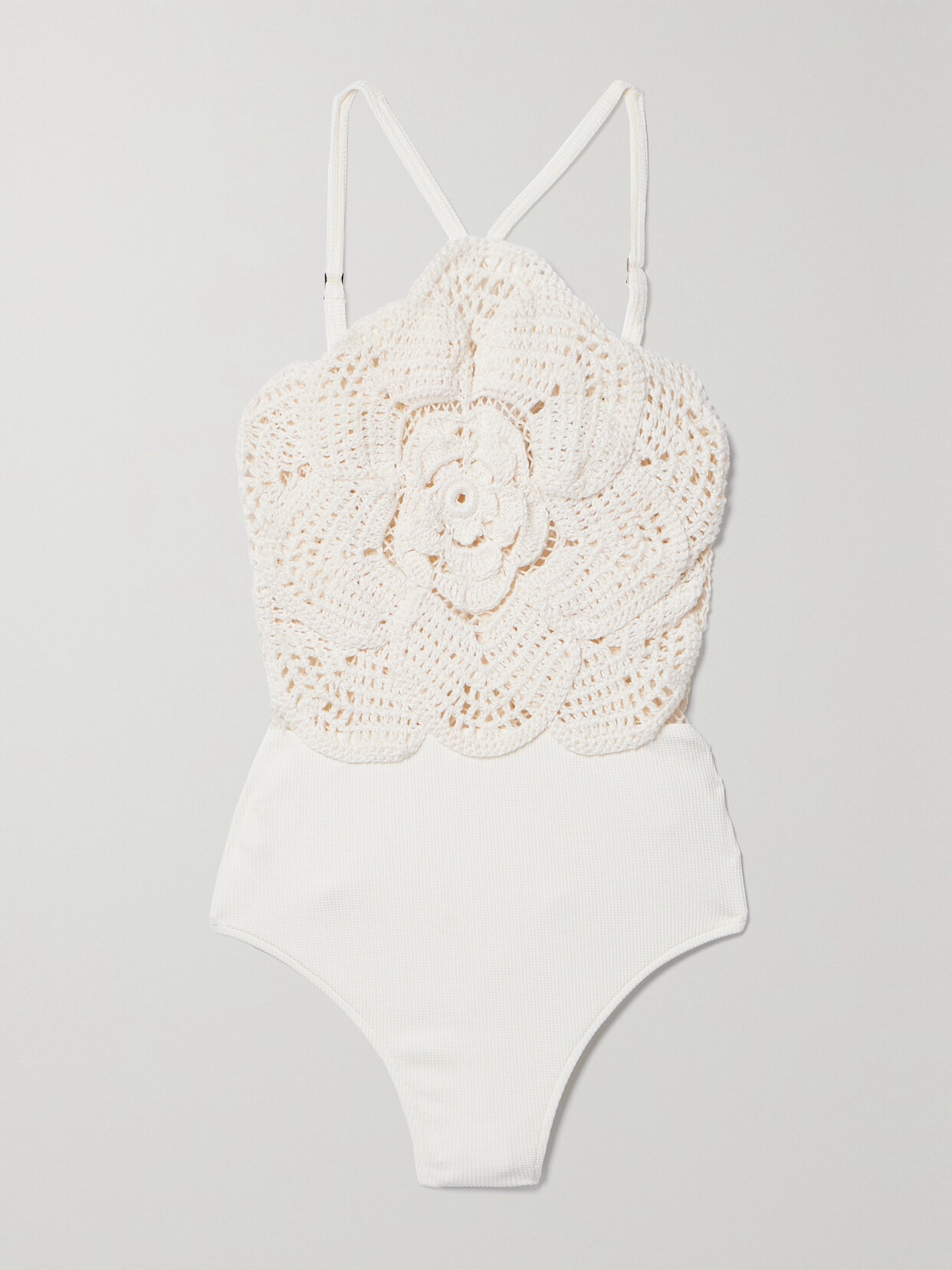 Shop Patbo Crocheted Bodysuit In Ivory