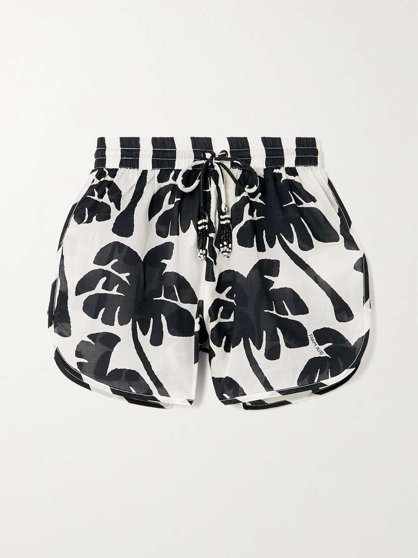 Farm Rio Coconut Printed Cotton-voile Shorts