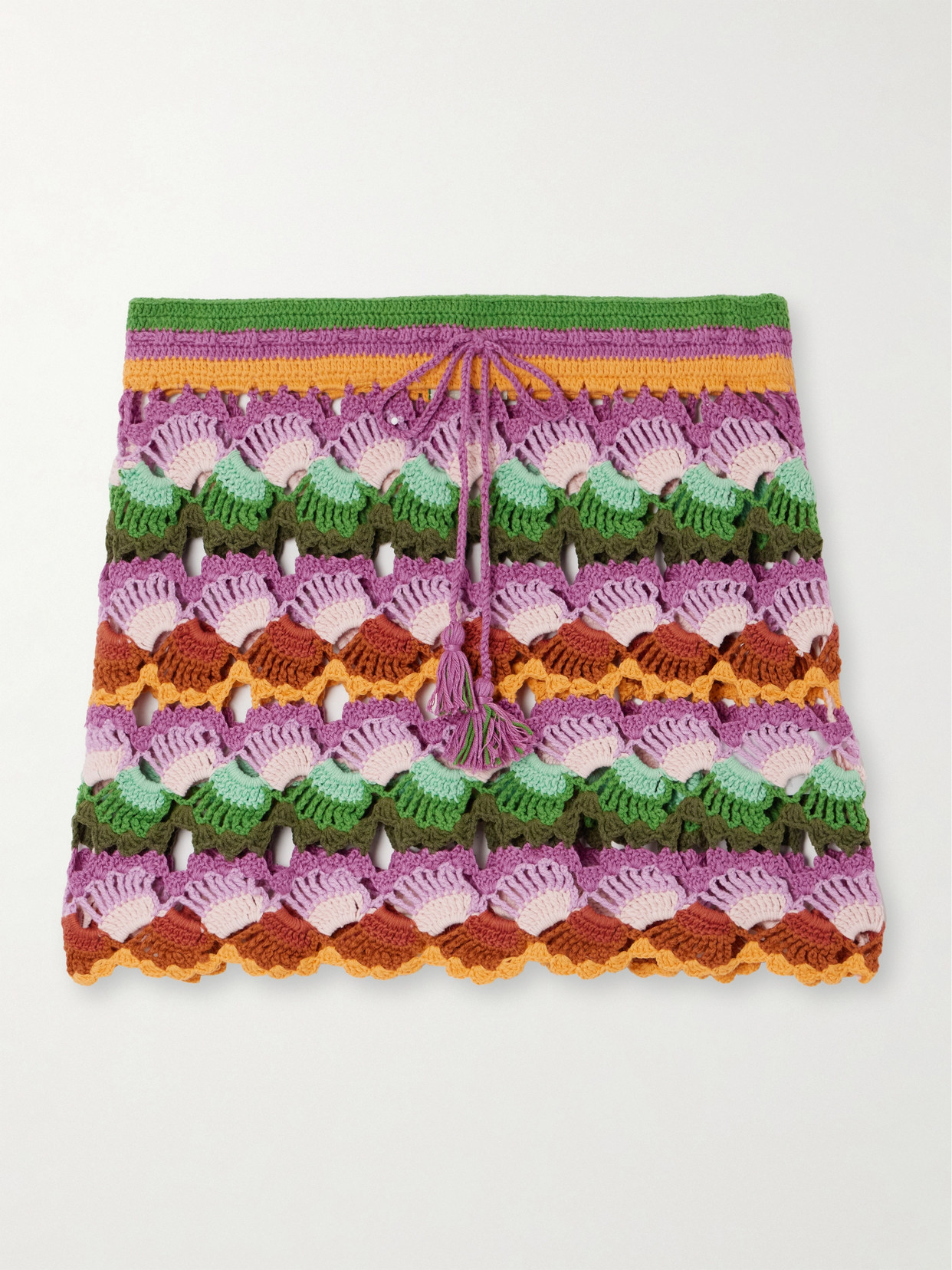 Farm Rio - Bananas Crochet-knit Cotton-blend Mini Skirt - Multi