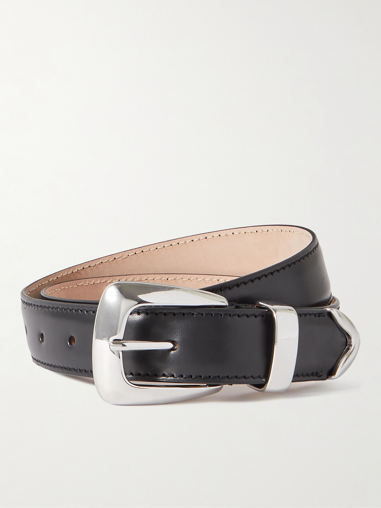 Shop Khaite Benny Leather Belt In Black