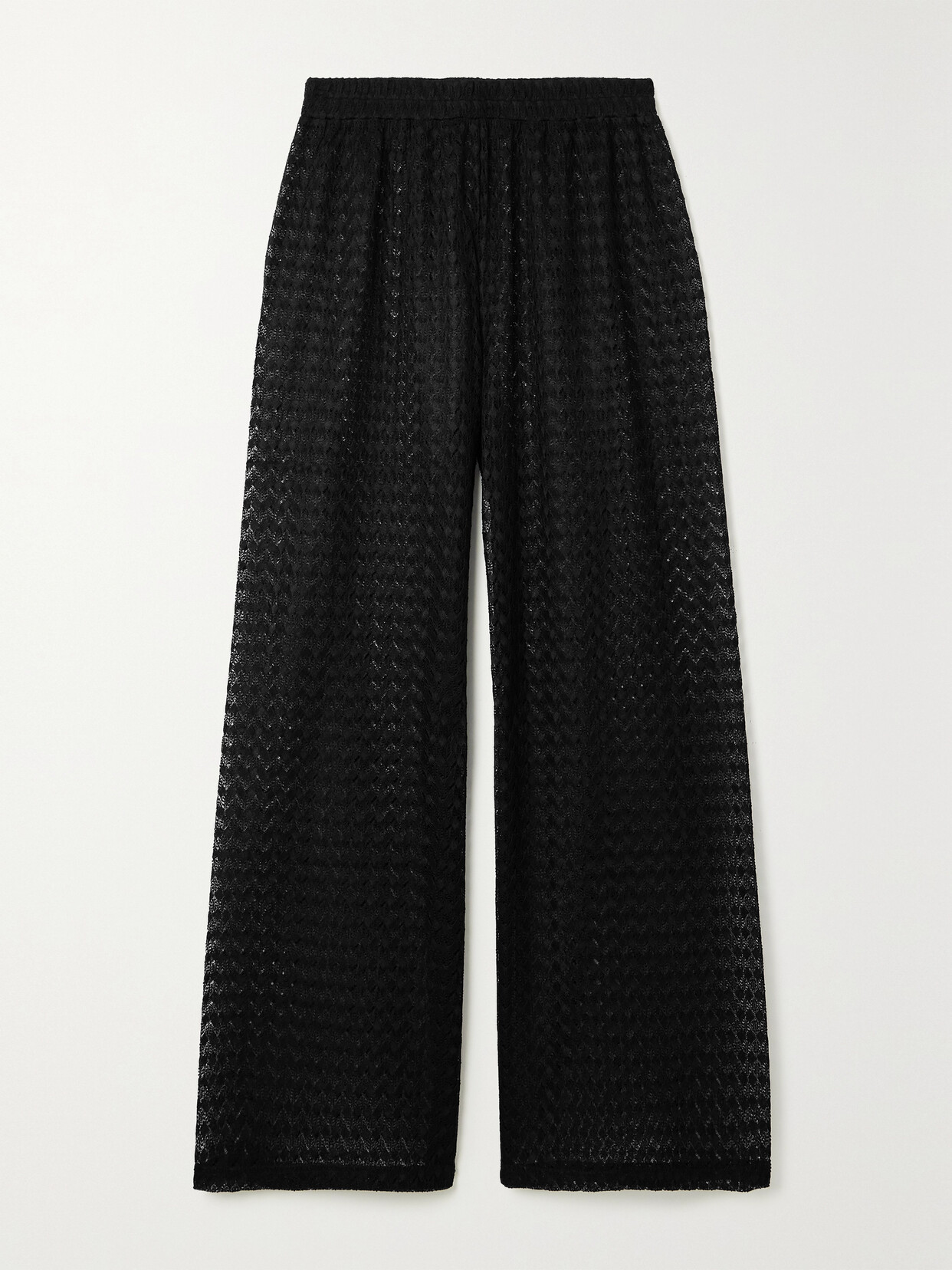 Melissa Odabash Sienna Crochet-knit Wide-leg Pants In Black