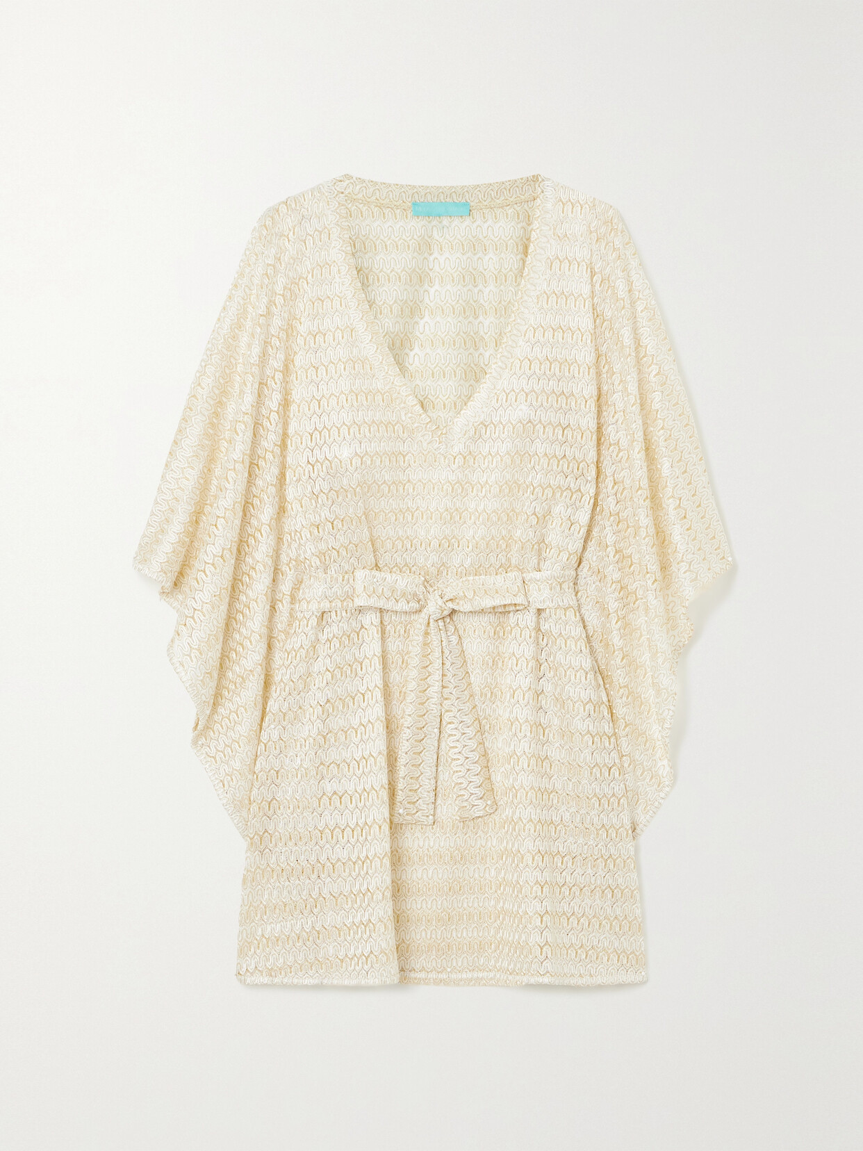 Melissa Odabash - Petra Belted Metallic Crocheted Kaftan - Gold