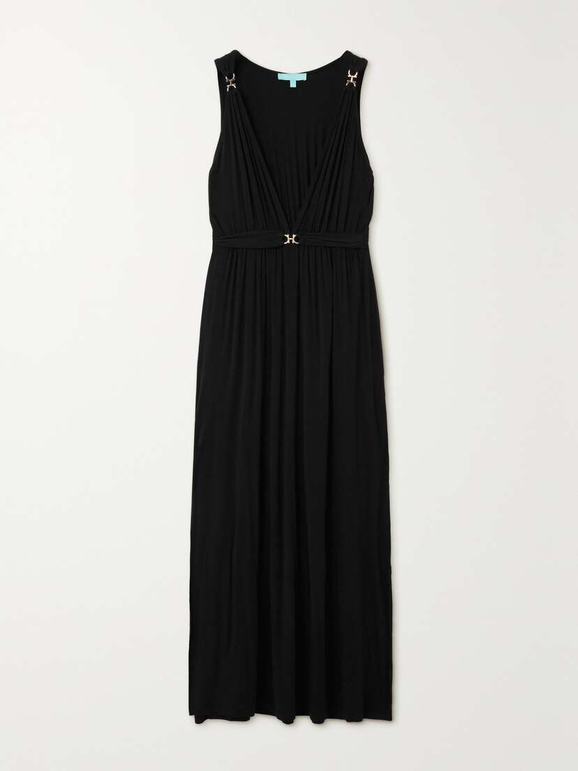 Melissa Odabash Harper Belted Embellished Stretch-jersey Maxi Dress
