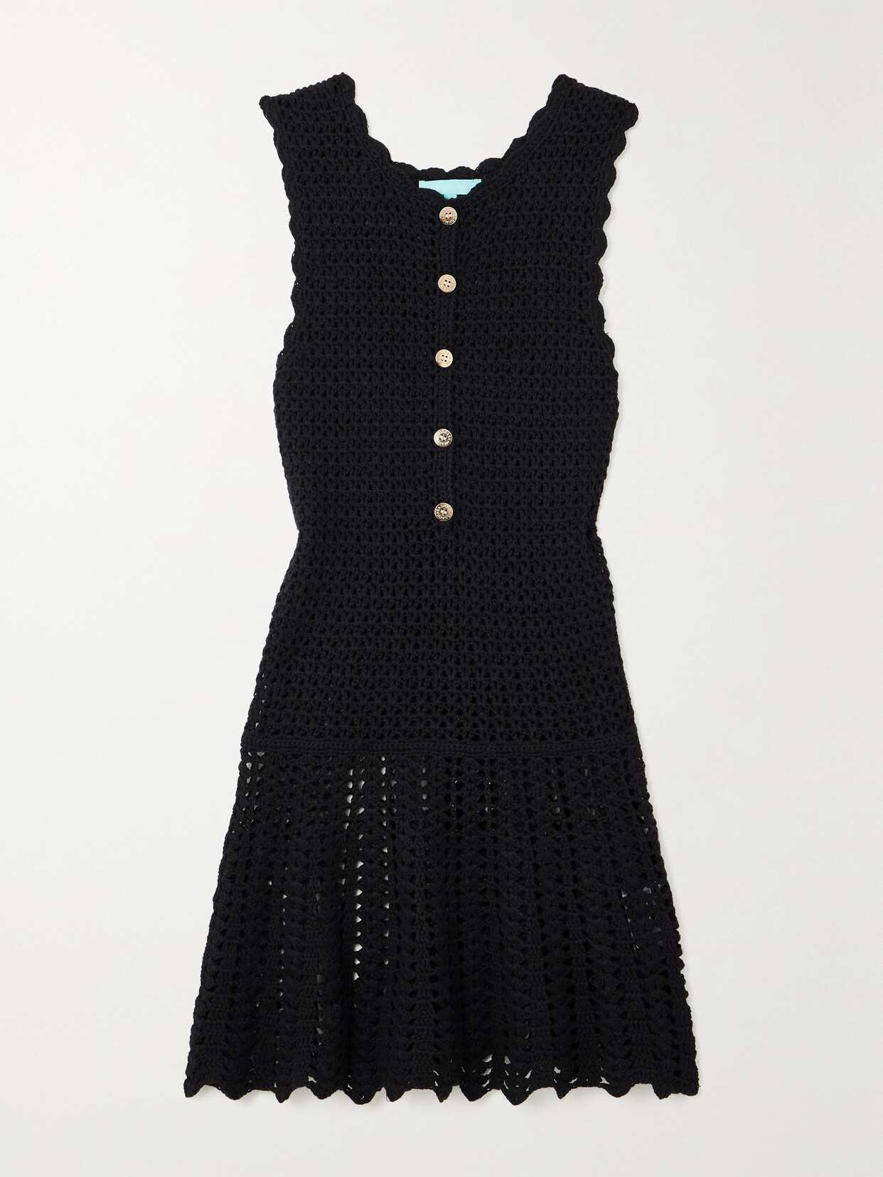 Melissa Odabash - Rosie Scalloped Crocheted Cotton Mini Dress - Black