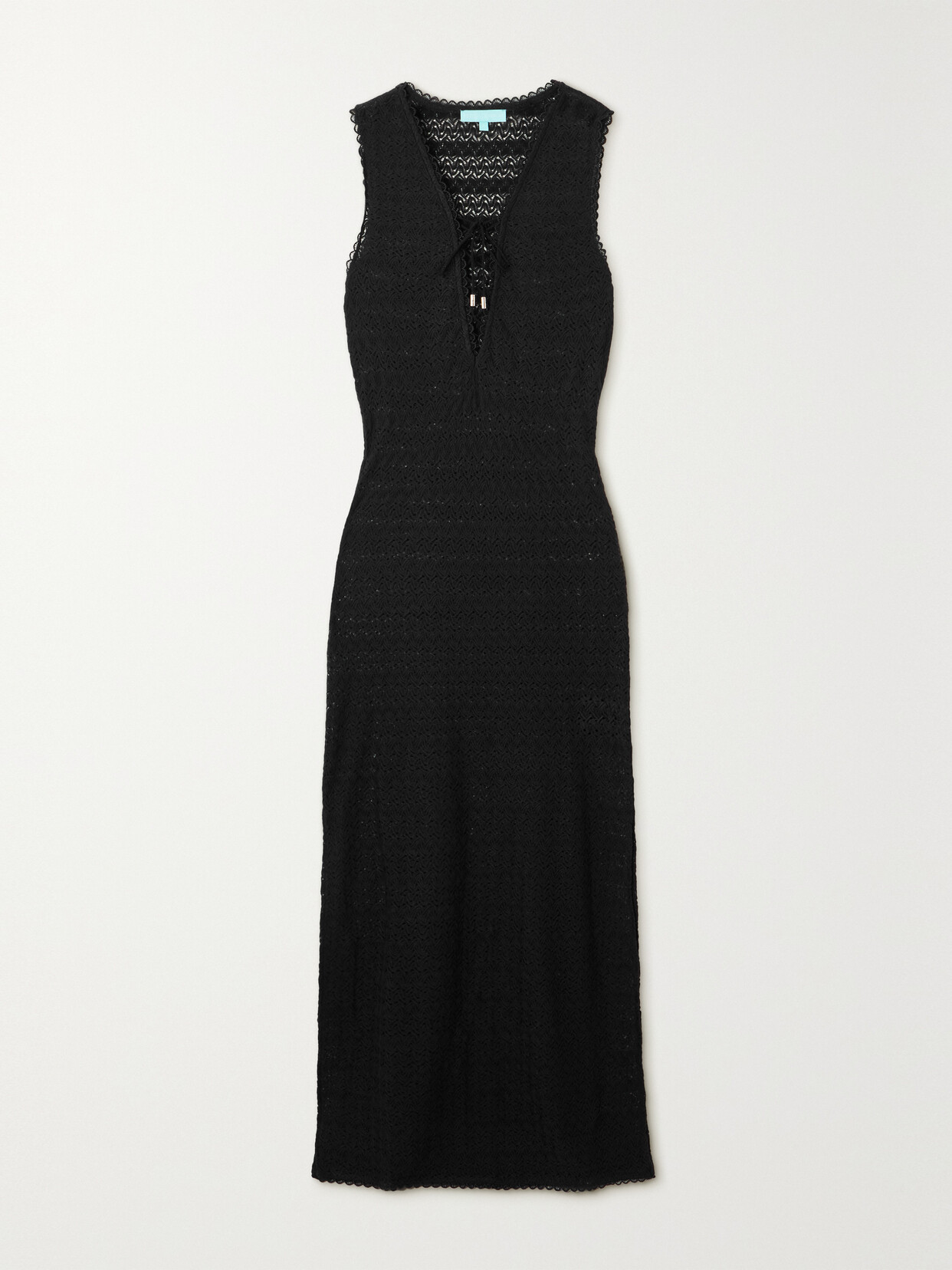 Shop Melissa Odabash Maddie Lace-up Crochet-knit Maxi Dress In Black