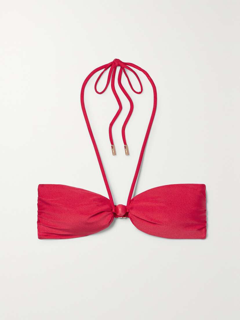 Cult Gaia Euphrasia Embellished Halterneck Bikini Top