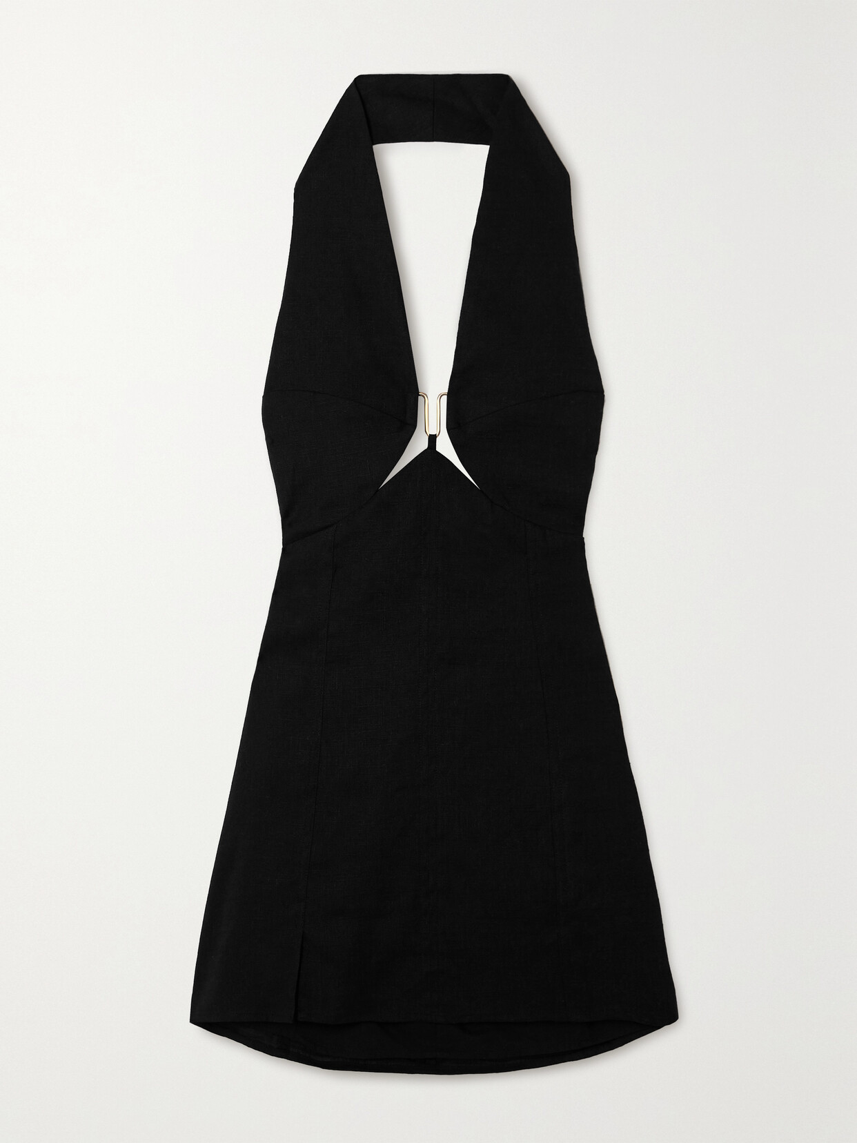 Cult Gaia - Rumi Cutout Linen-blend Halterneck Mini Dress - Black