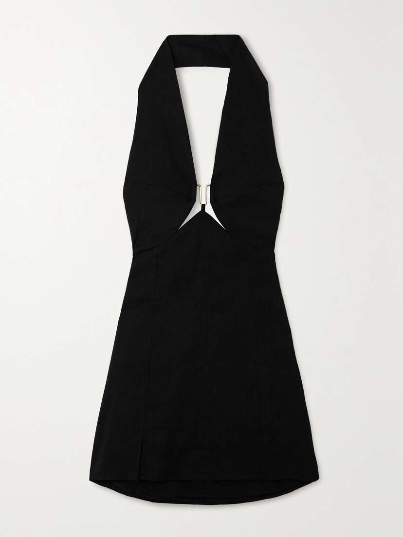 Cult Gaia Rumi Cutout Linen-blend Halterneck Mini Dress