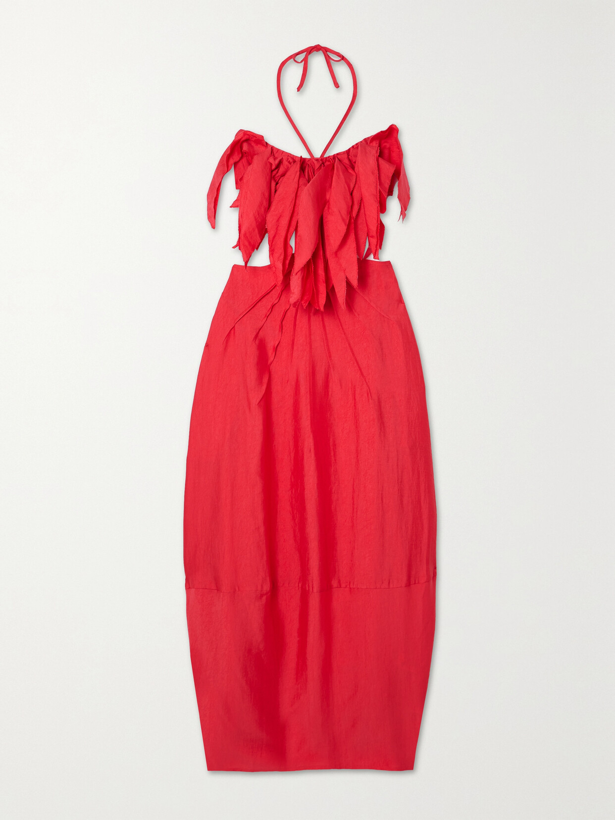 Shop Cult Gaia Lue Layered Tencel Lyocell-blend Halterneck Midi Dress In Red