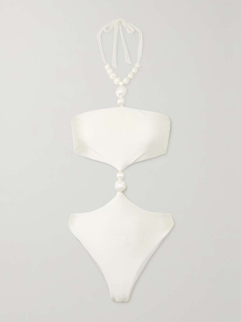 Cult Gaia Caitriona Embellished Halterneck Swimsuit