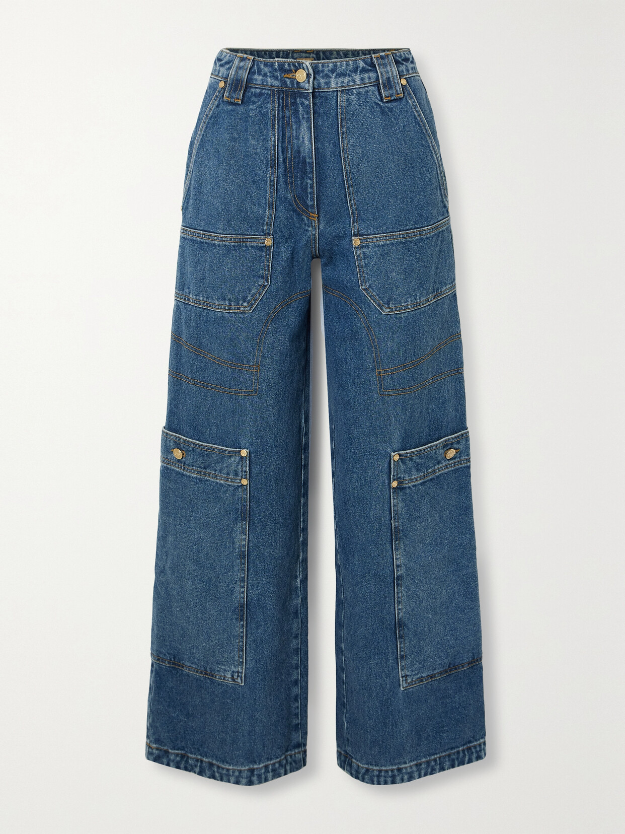 Shop Cult Gaia Wynn High-rise Wide-leg Cargo Jeans In Blue