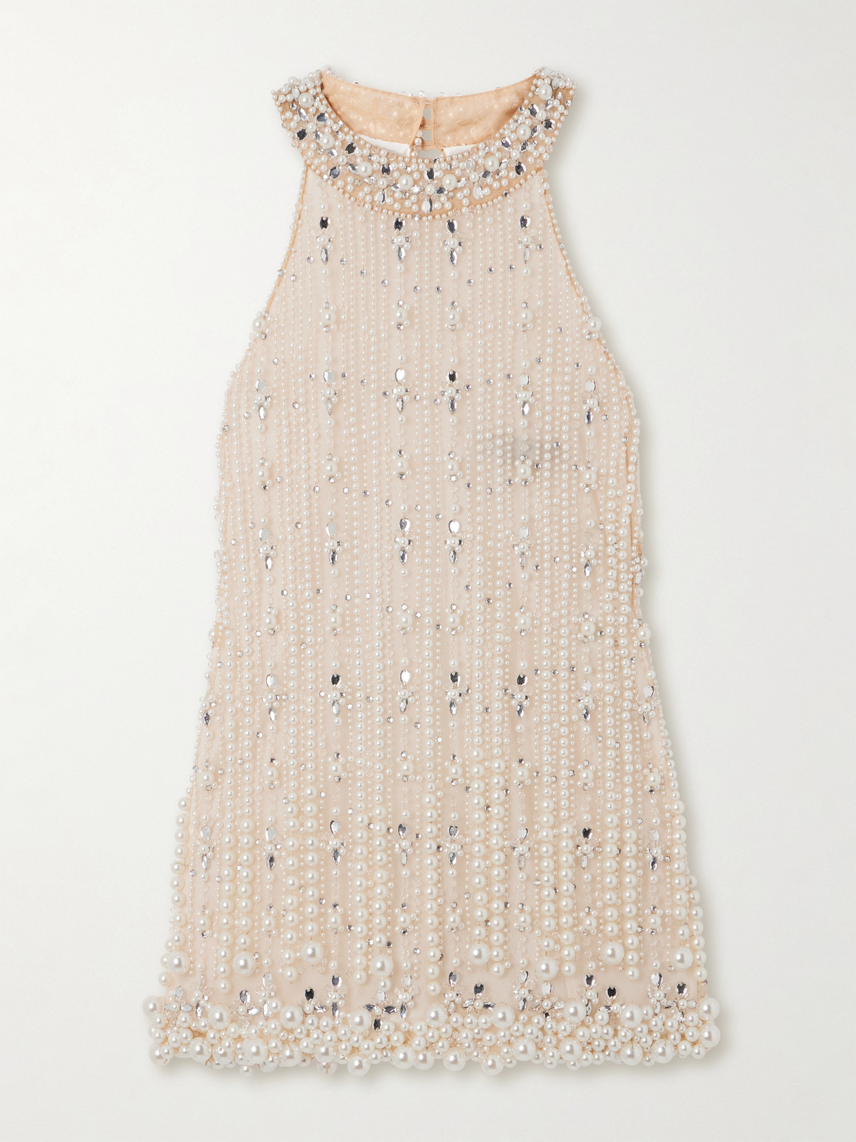 Patbo Faux Pearl And Crystal-embellished Tulle Tunic In Unknown