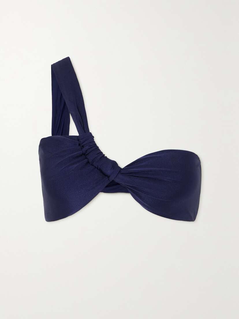 Cult Gaia Charmaine Asymmetric Metallic Bandeau Bikini Top