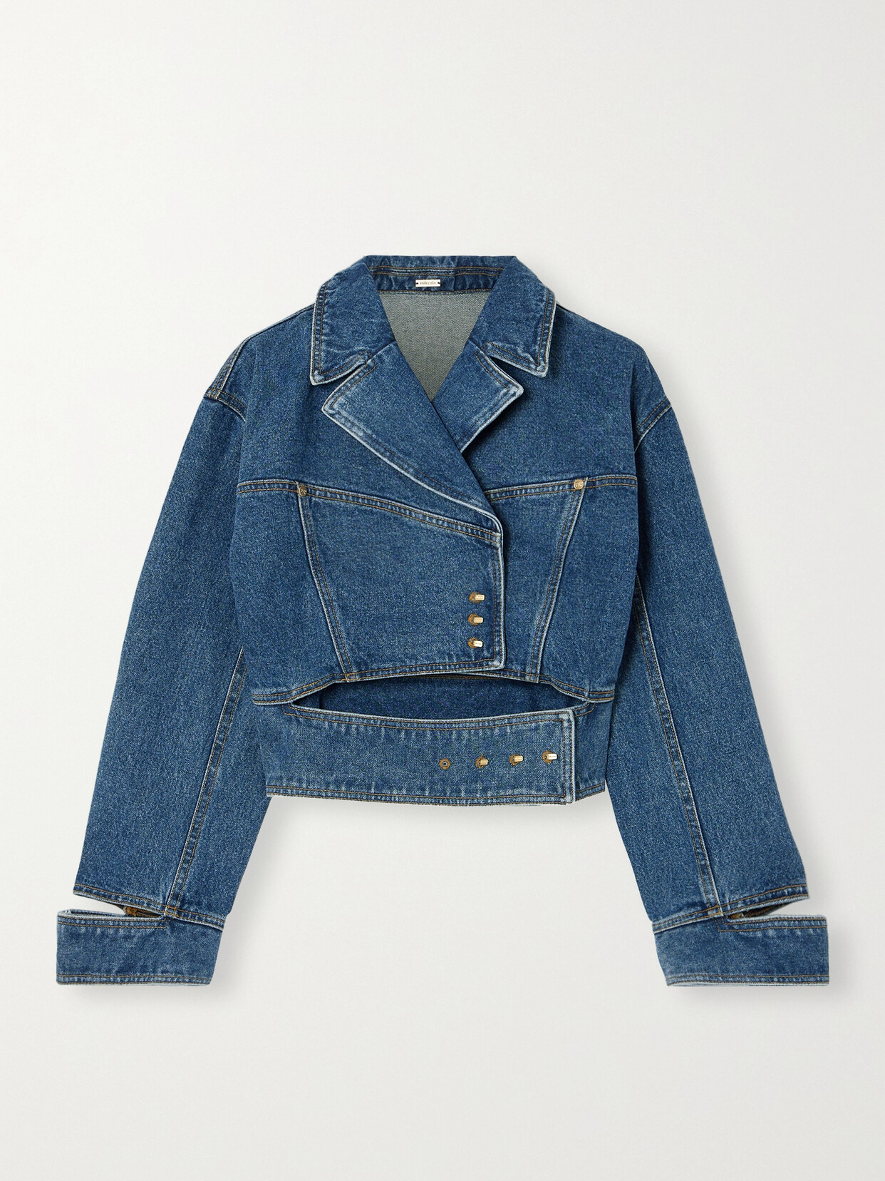 Cult Gaia Georgia Cutout Denim Jacket In Blue