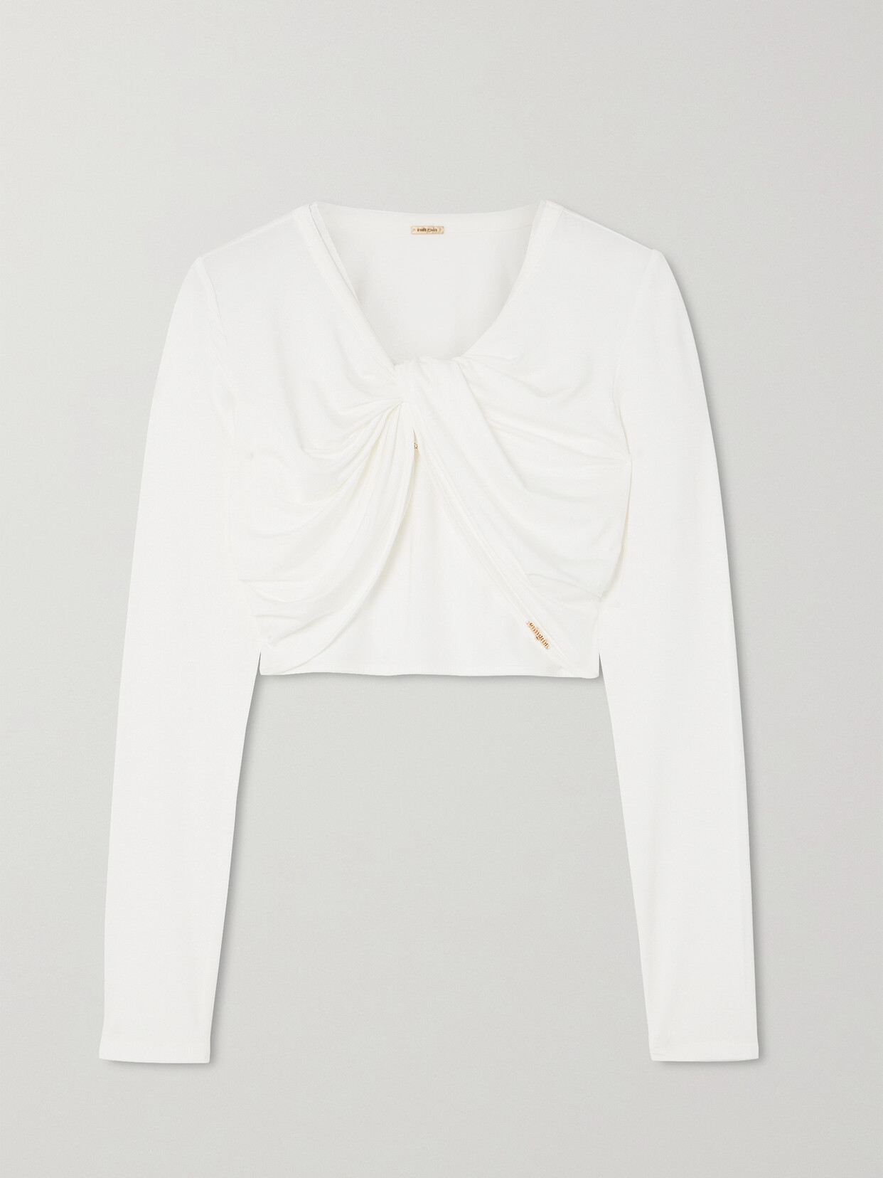 Cult Gaia Avani Cropped Twist-front Stretch-jersey Top - Off-white