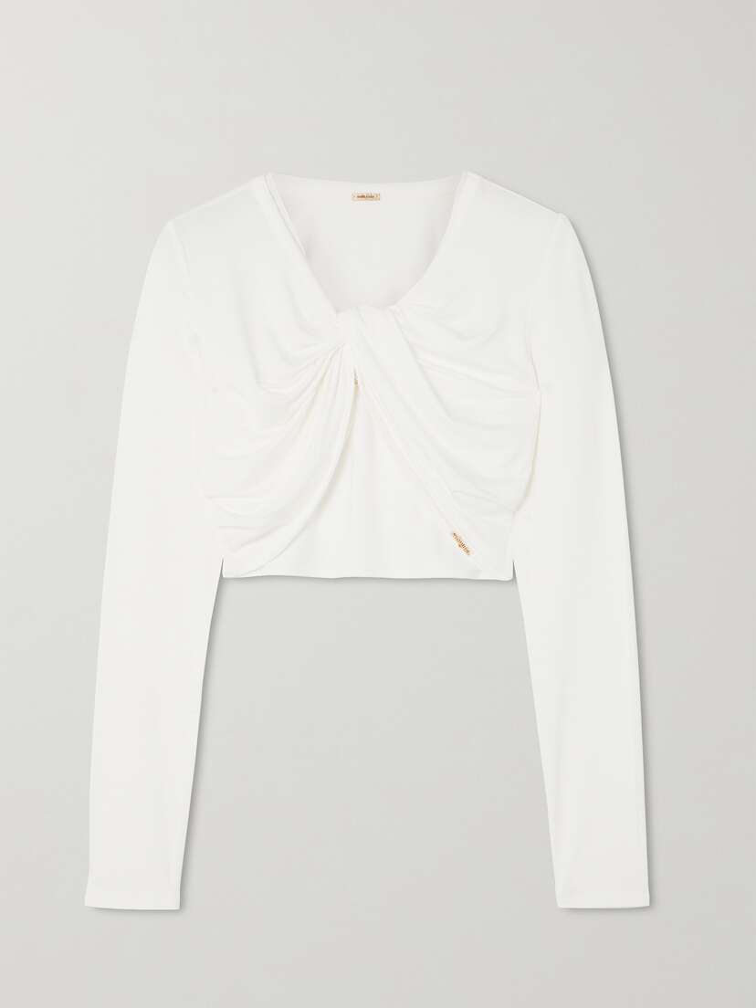 Cult Gaia Avani Cropped Twist-front Stretch-jersey Top