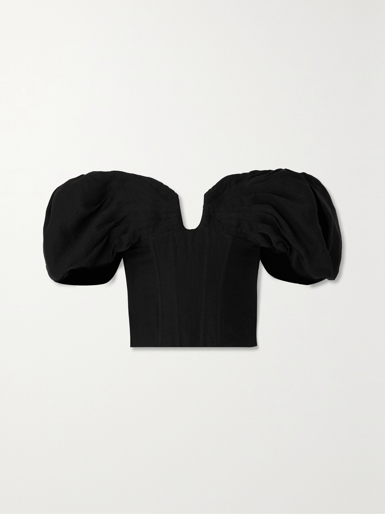 Shop Cult Gaia Samantha Off-the-shoulder Gathered Gauze Bustier Top In Black