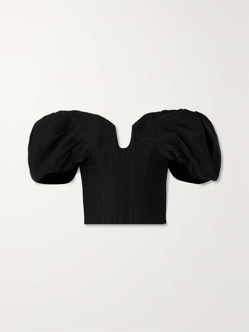 Cult Gaia Samantha Off-the-shoulder Gathered Gauze Bustier Top