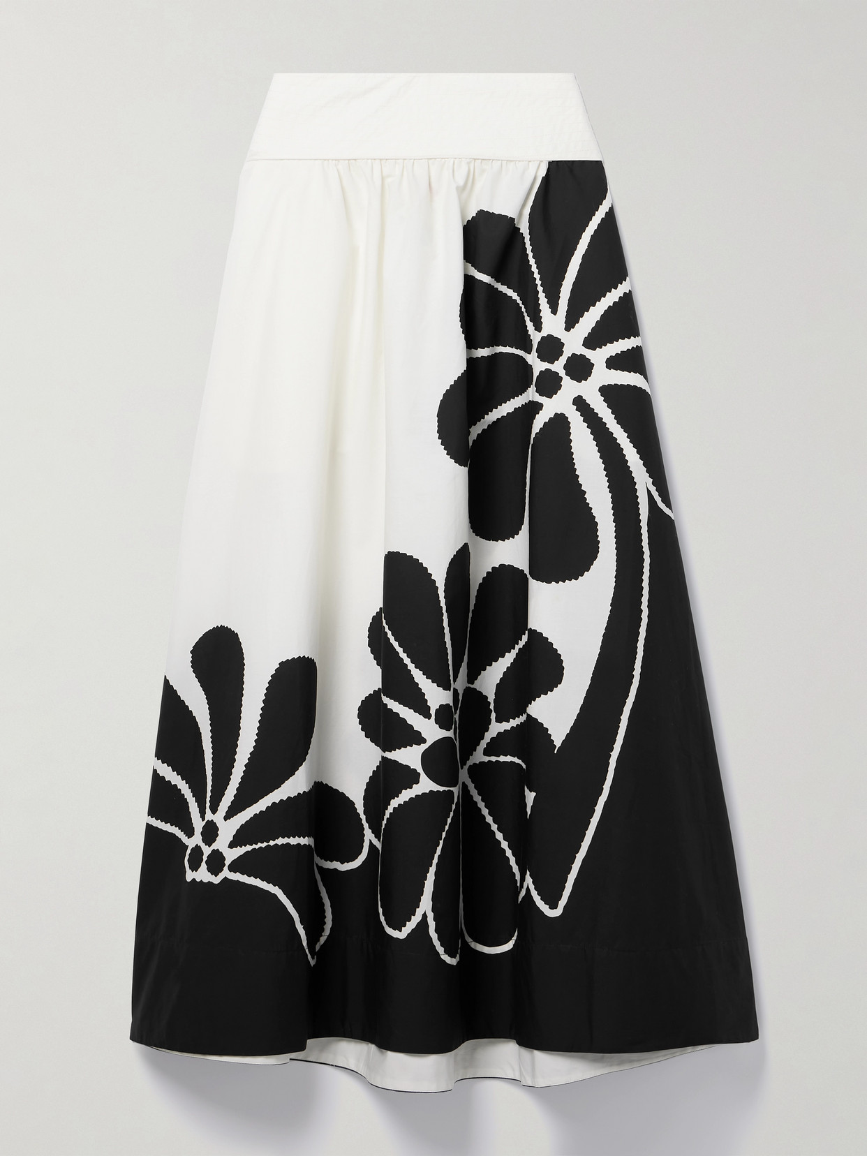 Farm Rio - Palermo Floral-print Cotton-poplin Maxi Skirt - Black