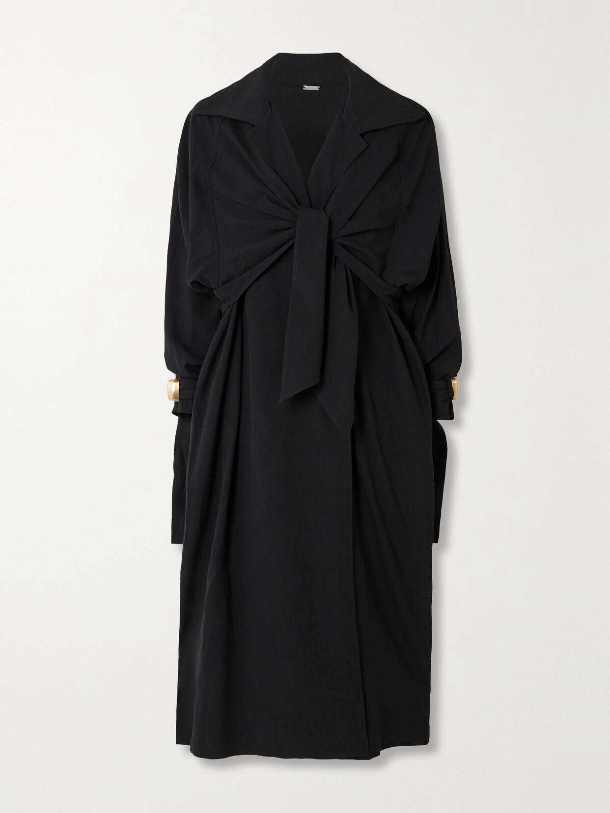 Cult Gaia April Belted Embellished Crepe Coat - Black