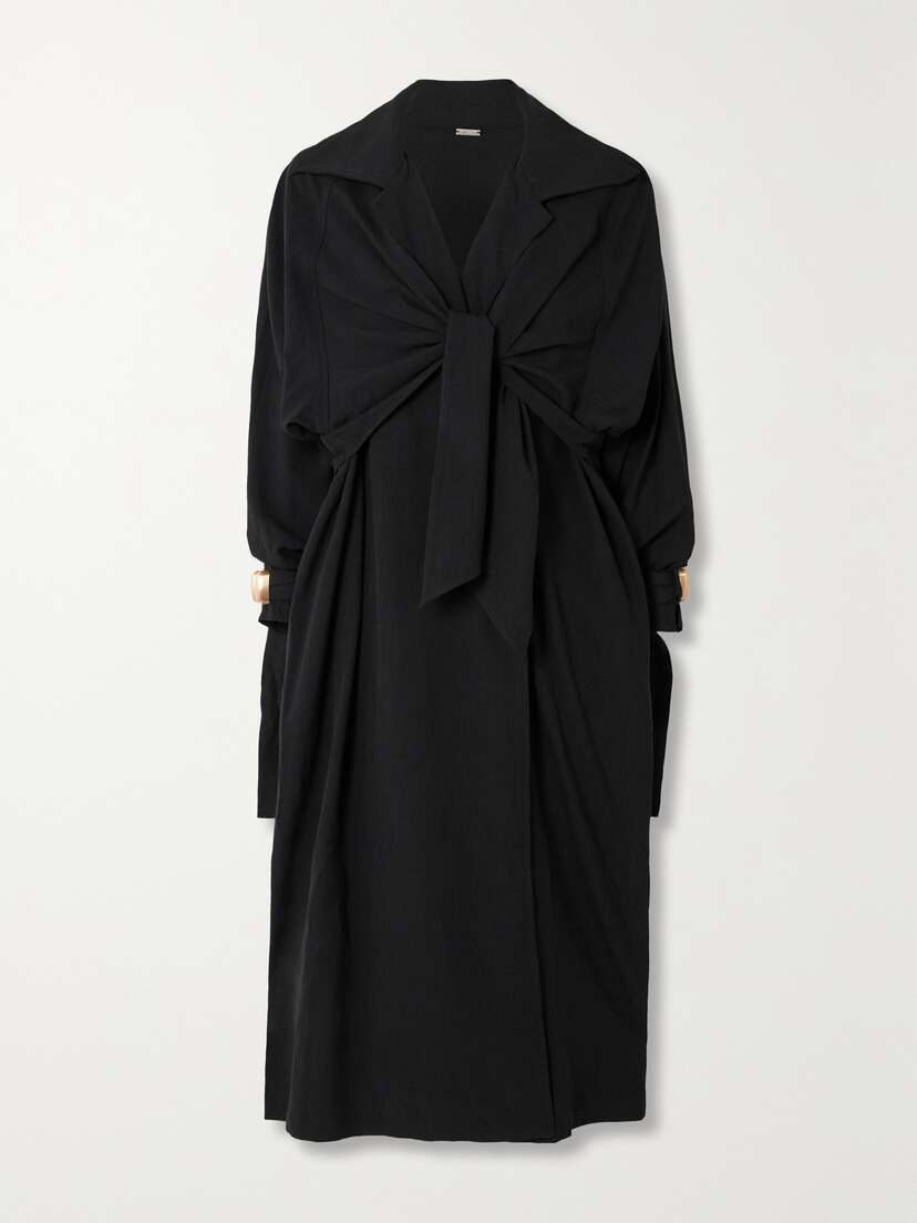 Cult Gaia April Belted Embellished Crepe Coat