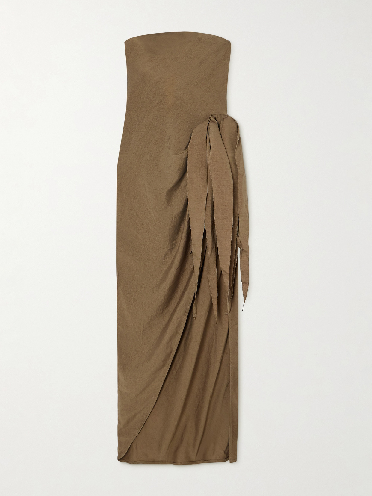 Cult Gaia Kelli Strapless Tie-detailed Tencel™ Lyocell-blend Midi Dress In Brown