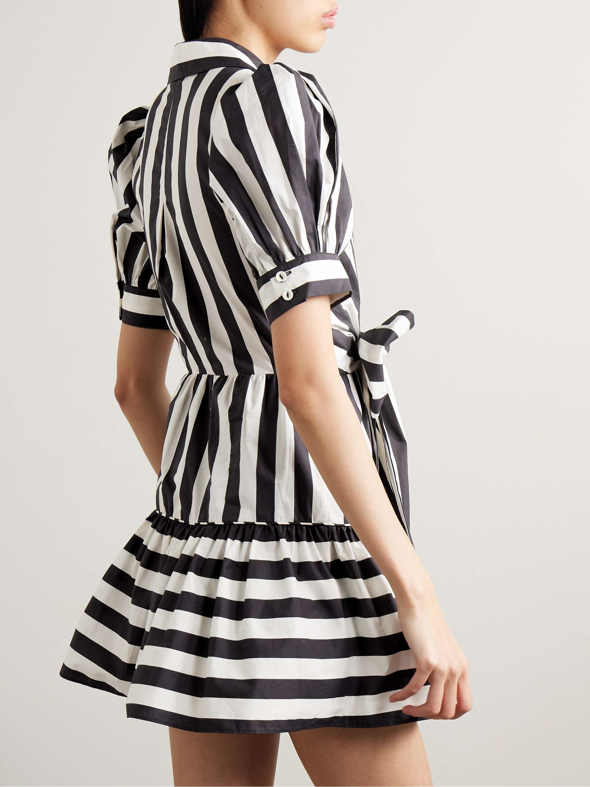 FARM RIO Belted striped cotton mini dress NETAPORTER