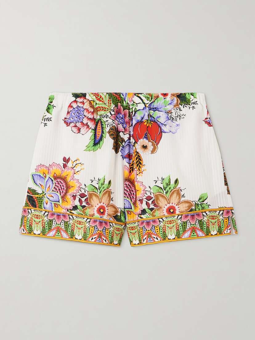 Etro Floral-print Cotton And Silk-blend Shorts