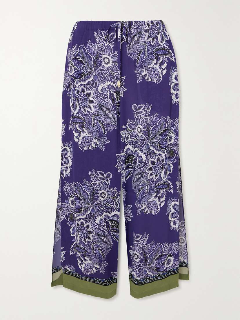 Etro Floral-print Satin Wide-leg Pants - x large