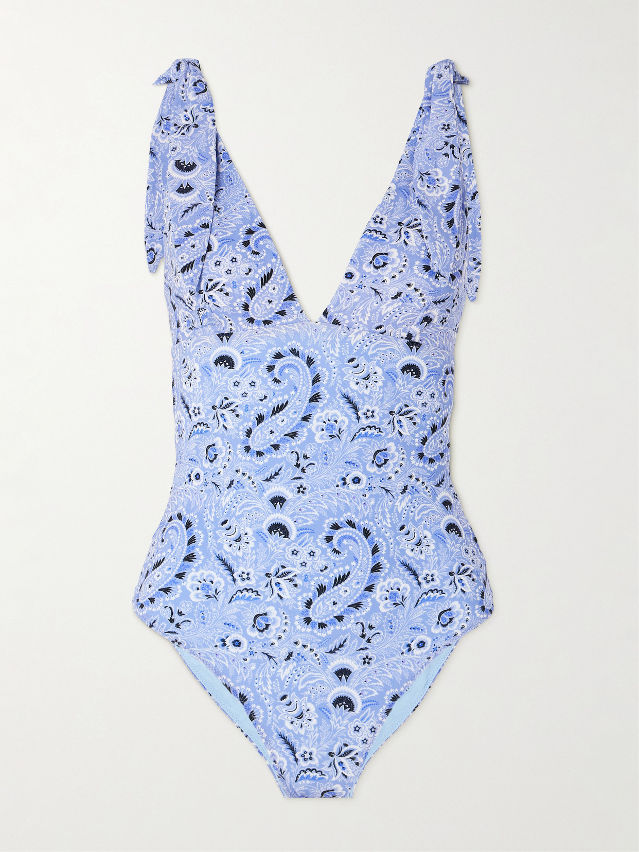 Etro V-neck Floral Swimsuit In Blue