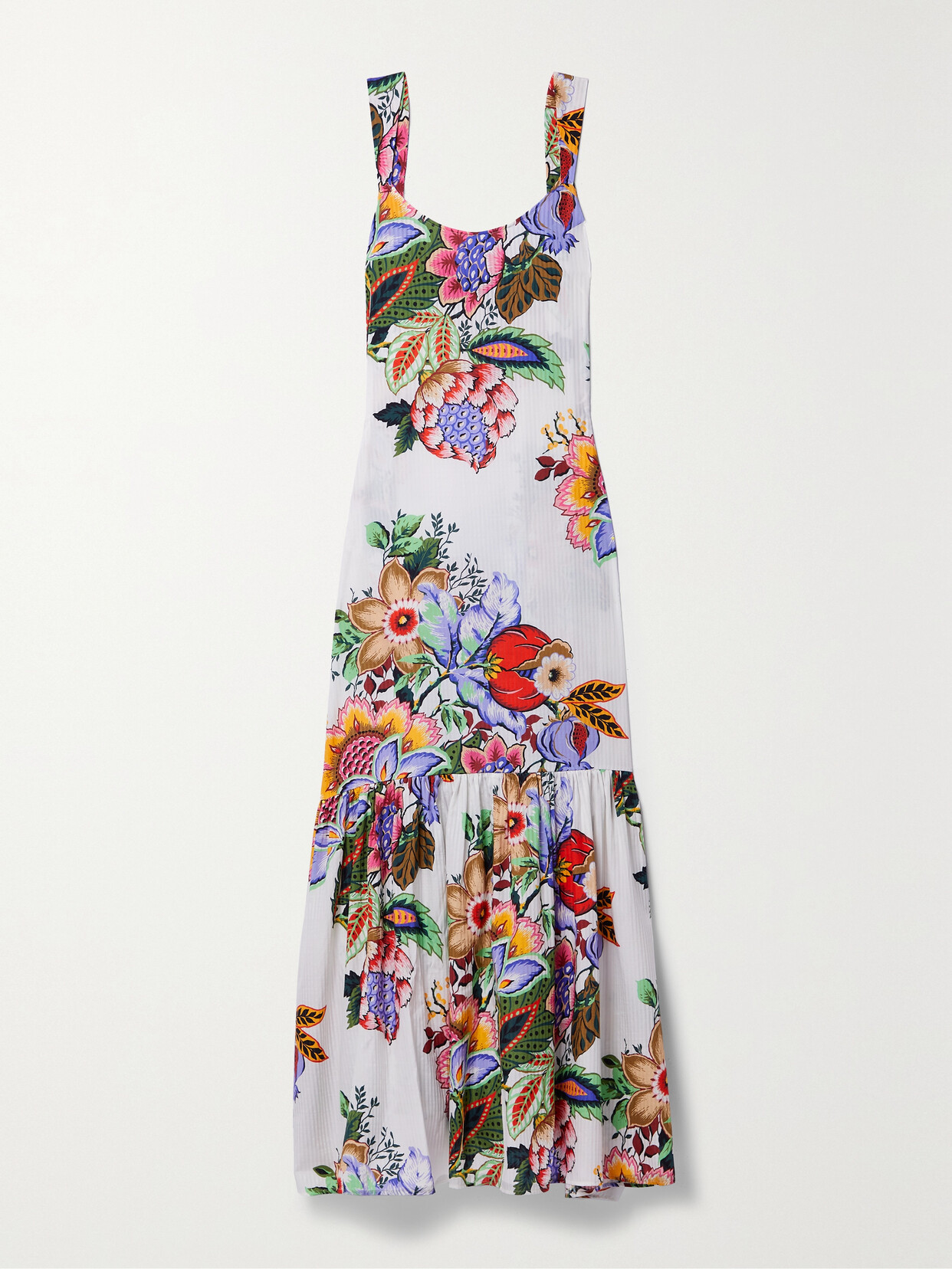 Shop Etro Floral-print Cotton And Silk-blend Jacquard Maxi Dress In White