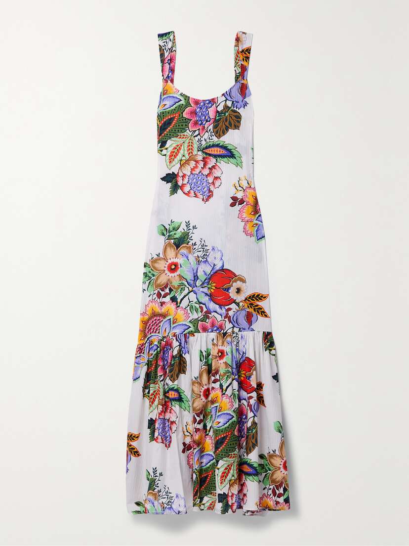 Etro Floral-print Cotton And Silk-blend Jacquard Maxi Dress