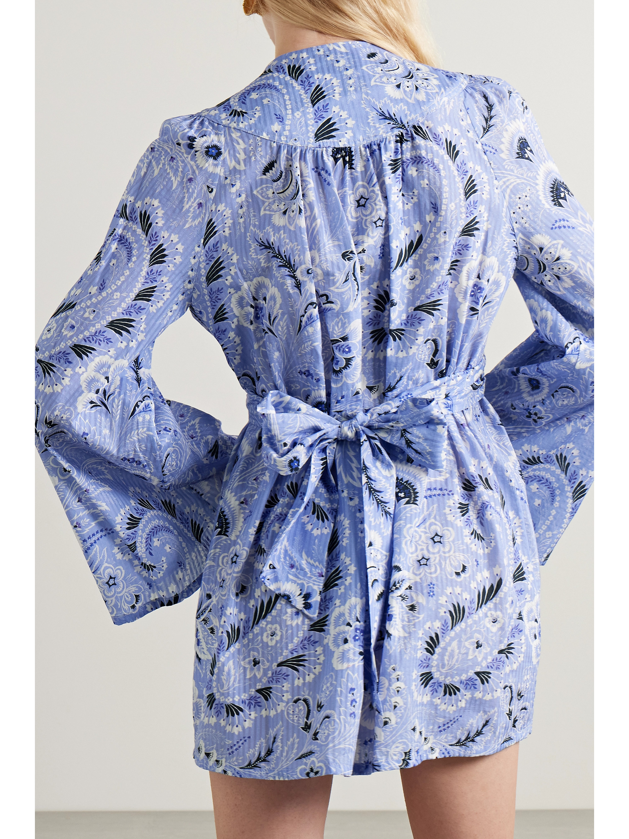 Etro Belted printed cotton and silk-blend voile mini dress