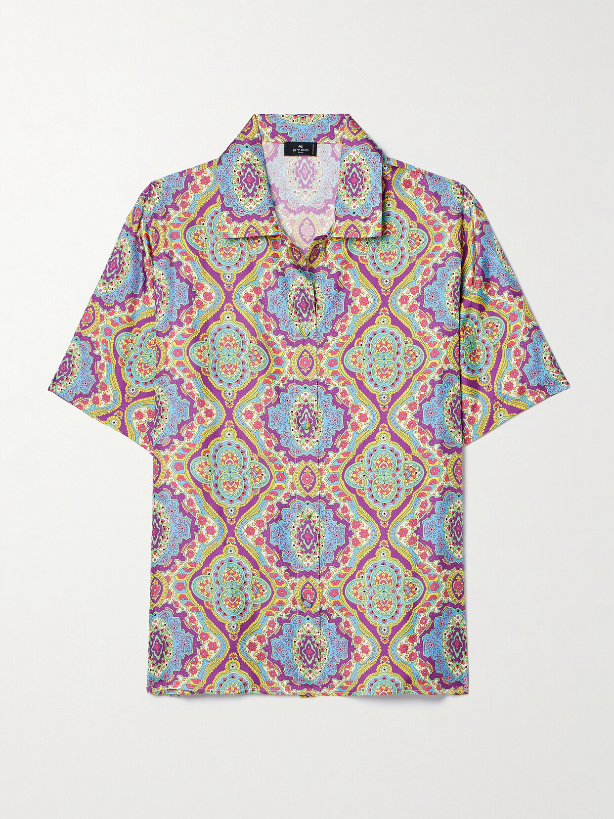 Shop Etro Printed Silk-twill Shirt In Multi