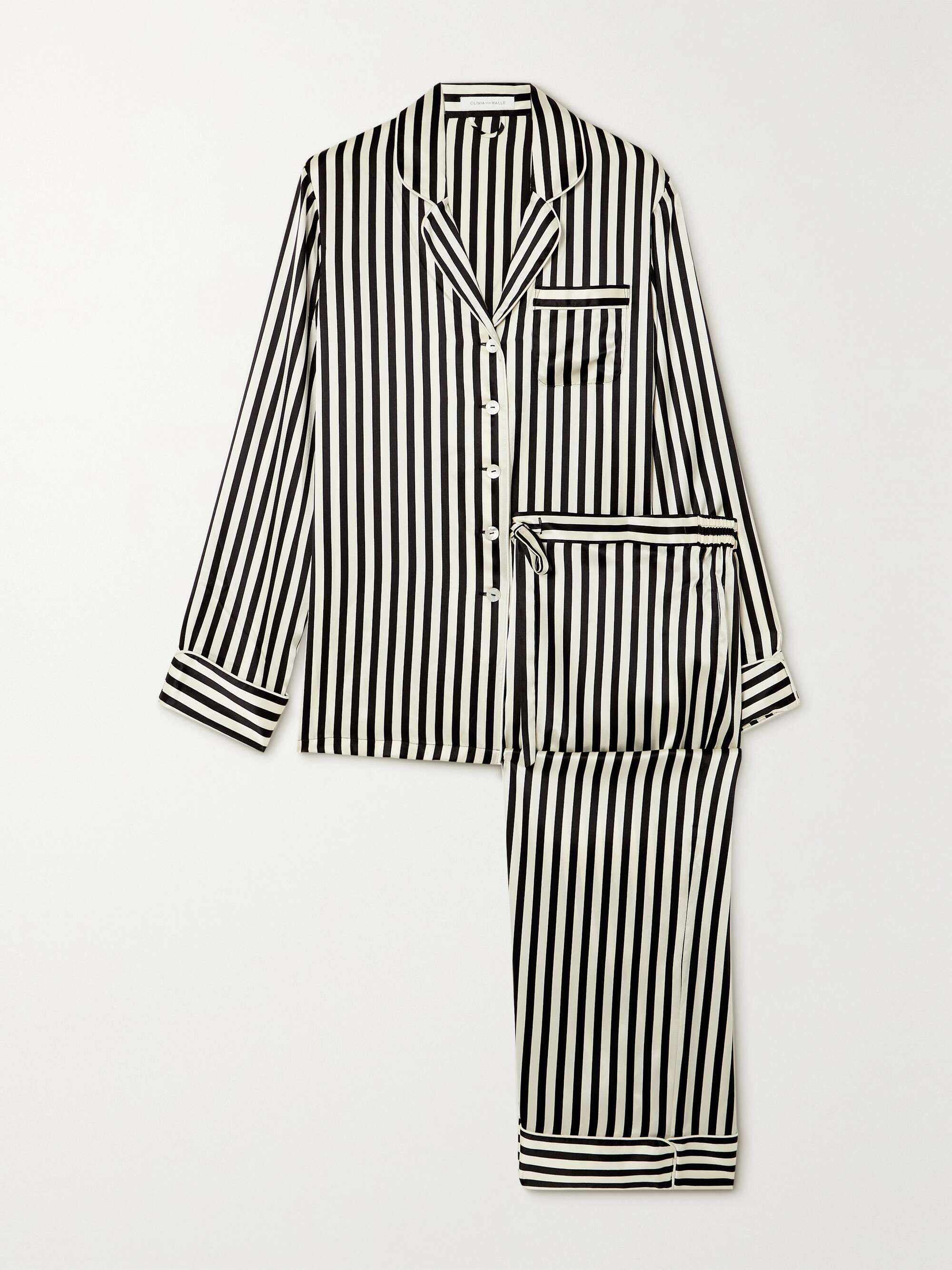 OLIVIA VON HALLE Lila striped silk-satin pajama set