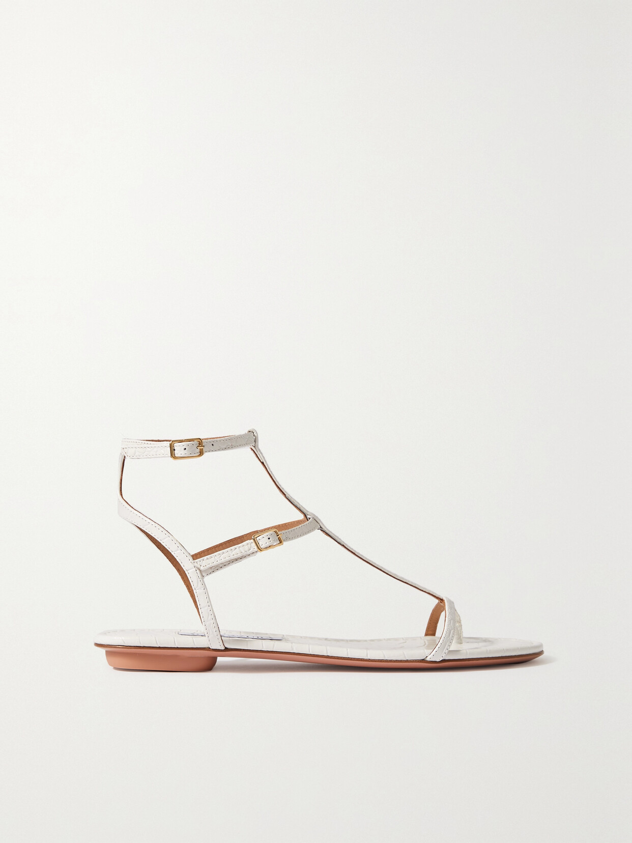 Aquazzura - Ponza Croc-effect Leather Sandals - White